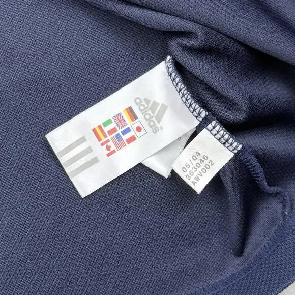 Y2K Adidas Long Sleeve Athletic Shirt White Navy Men's Large Relaxed 3-Stripes - Picture 4 of 9